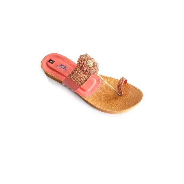 JAL Red Fancy Chappals For Women - Jalshoes