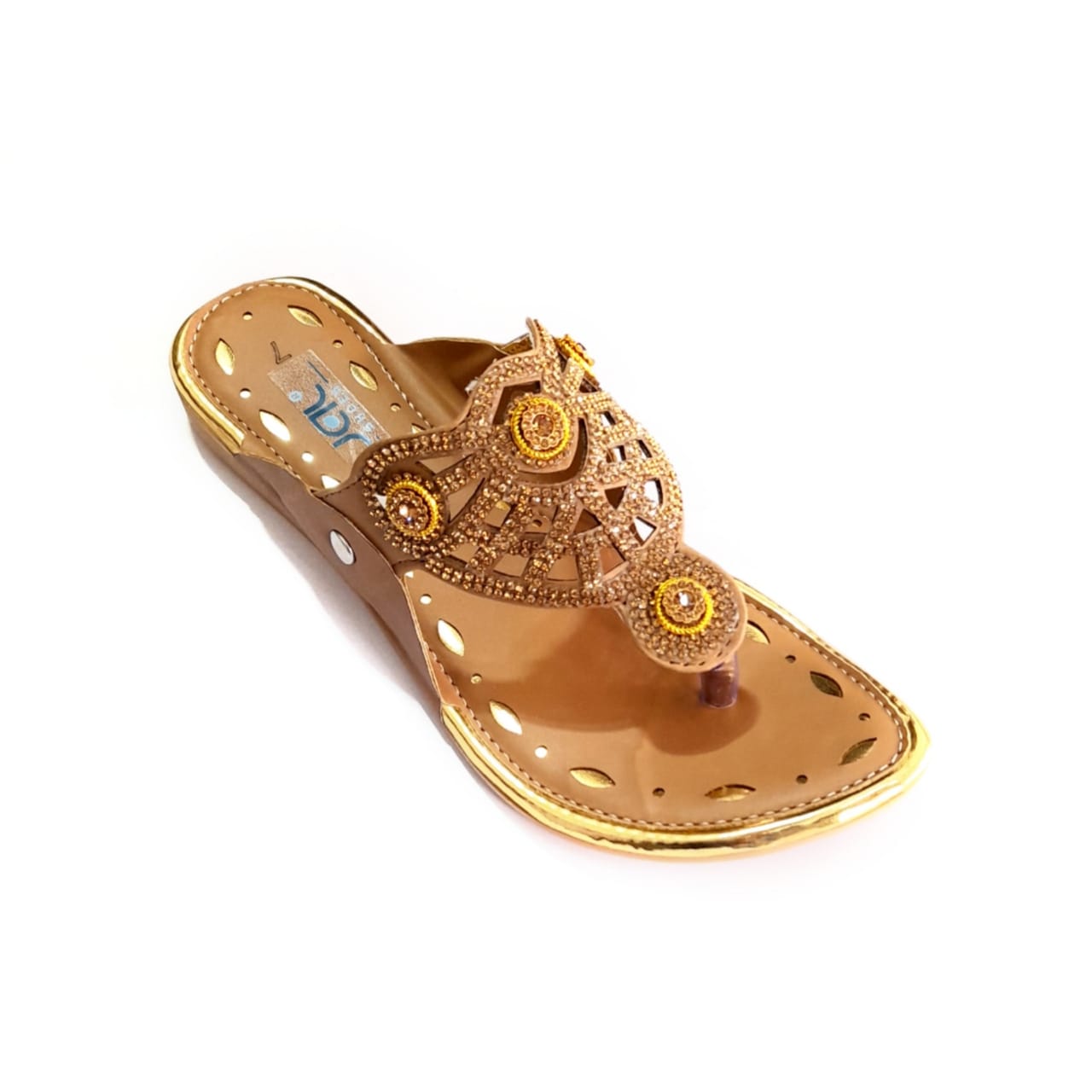 JAL Tan Fancy Chappals For Women - Jalshoes